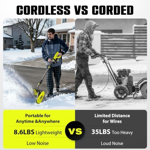 Litekon 40V Brushless Cordless Snow Shovel, 13-Inch Electric Snow Blower with 2X 4.0Ah Batteries Snow Removal with 30FT Throw Distance for Patio, Deck, Driveway,Green