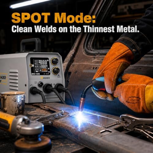 SSimder 5 in 1 MIG Welder, 140A Pulse Spot Dual Voltage Portable