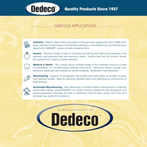 Dedeco Sunburst Radial Bristle Discs 5-Pack - 1" Curved 4-Ply Mounted Discs - Yellow 80 Grit (Coarse) - Aluminum Oxide for Polishing & Finishing