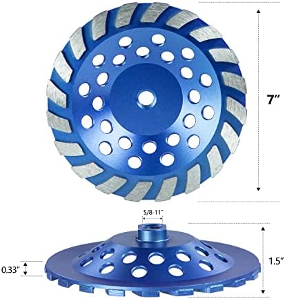 SALI 7 Inch 2pcs Concrete Grinding Wheels 20 Turbo Diamond Segments 5/8-11 Arbor Diamond Grinding Wheel Fit for Paint, Epoxy, Mastic, Coating Removal
