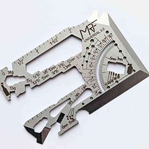 Universal 3.0 – 60+ Tools Credit Card Multitool with cut blade– 440C Stainless Steel Wallet Multi Tool with Ruler, Can & Bottle Opener for EDC, Repairs & Outdoors
