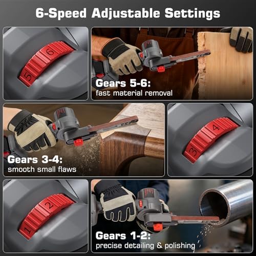 Brushless Cordless Detail Belt Sander Compatible with Milwaukee M18 (Battery Not Included), 2067 FT/Min High-Speed, 6-Speed Adjustable, 100° Pivoting Arm for Wood, Metal, Plastic