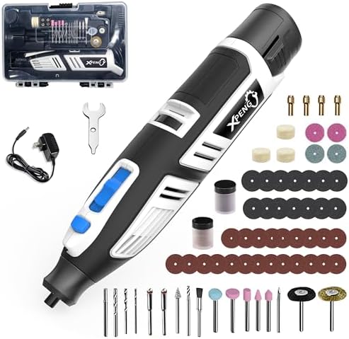 XPENG 12V mini Cordless Rotary Tool Kit, 6 Variable Speeds 5000-25000 RPM 2000mAh Fast-Charging 102 Pcs Accessories for Sanding, Polishing, Carving, Cutting, Drilling and DIY Crafts