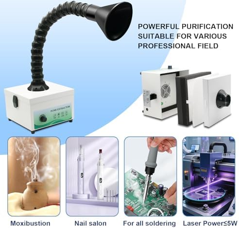 Solder Fume Extractor 40w- 105m³/h Powerful Smoke Absorber with High-Efficiency 2-in-1 Filter & Adjustable Fume Hose | Compact Desktop for Welding DIY, 3D Printing, Nail Salon-S131