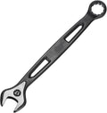 HARFINGTON Combination Wrench 17mm Metric Extra Long 12-Point Box and Open End Carbon Steel Double Ended Industrial Grade Spanner for Automotive Furniture Machinery DIY Repair, Black