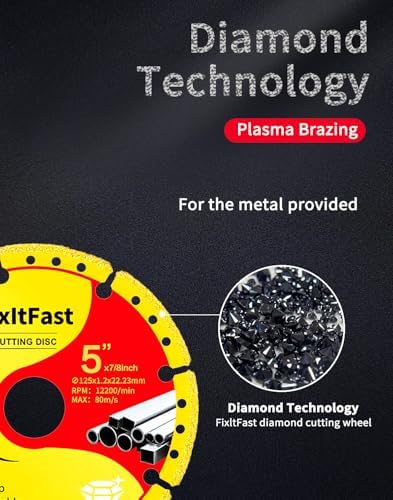 FIXLTFAST Diamond Metal Cutting Wheel 5 x 7/8" for Angle Grinder - 2PCS