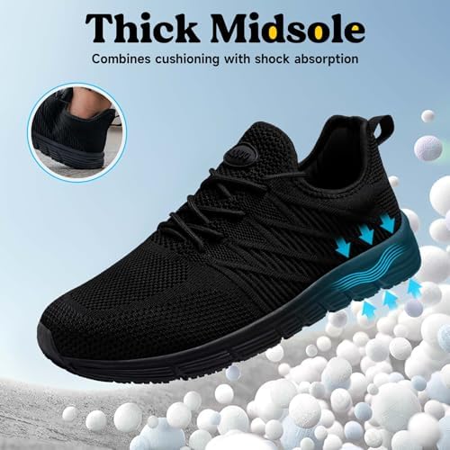 Non Slip Work Shoes for Women Slip On Sneakers, Black US 5-11