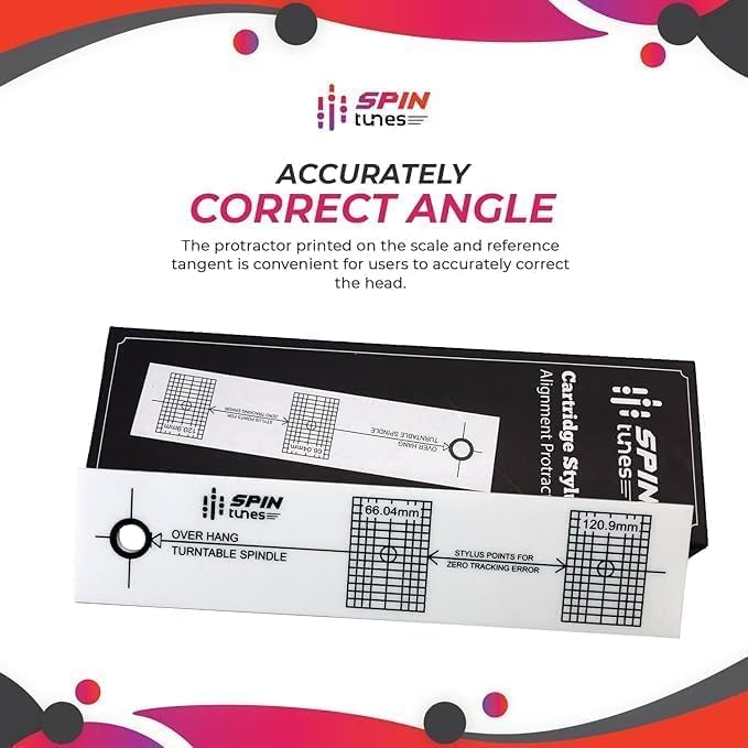 Set of Turntable Azimuth Cartridge Alignment Protractor - Vinyl Record Player VTA Azimuth Ruler and Turntable Phono Cartridge Stylus Alignment Protractor