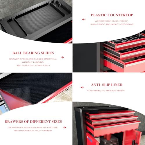 LARBANKE Rolling Tool Chest with 3 Drawers&2 Doors,Tool Chest with Wheels