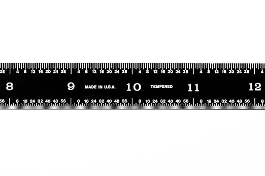 PEC Tools 18" Flexible Metal Ruler, Stainless Steel with Black Chrome Finish, High Contrast, 16R Graduation (1/32", 1/64", 1/50", 1/100"), Easy to Read Machinist Rule for Professionals, Made in USA