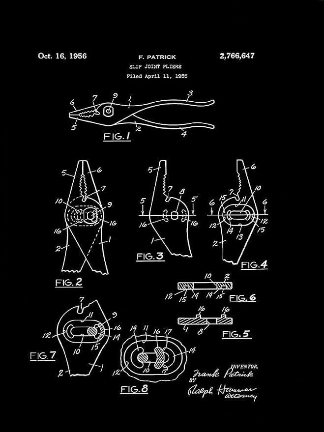 Slip Joint Pliers Patent Poster Print - GST (18 x 24)