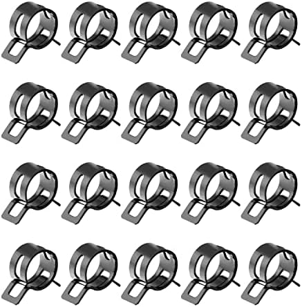 50pcs 0.55" ID Constant Tension Band Hose Clamps, 14mm Spring Band Type Action Hose Clamp Manganese Steel Fuel Line Clamp Low Pressure Air Clip Clamp for Fuel Hose Line Water Pipe Air Tube black