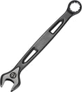 HARFINGTON Combination Wrench 15mm Metric Extra Long 12-Point Box and Open End Carbon Steel Double Ended Industrial Grade Spanner for Automotive Furniture Machinery DIY Repair, Black