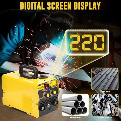 140A 3-in-1 MIG/TIG/Stick Welder with Synergic IGBT, Dual Voltage 110V/220V, Digital Display IGBT Inverter Welding Machine for Gas/Gasless MIG, Lift TIG, ARC Welding US Plug