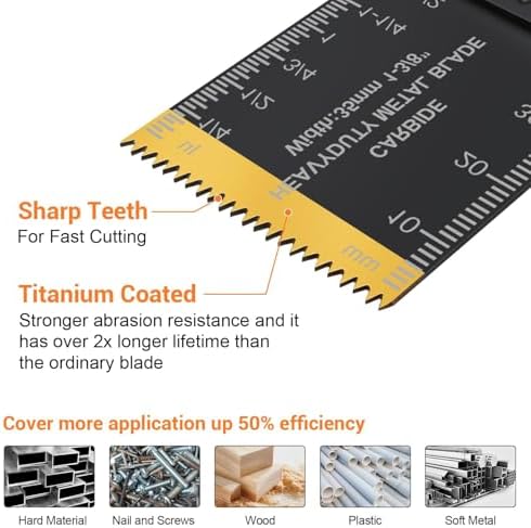 PECHAM 128PCS Oscillating Tool Blade, Wood Metal Cutting and Sandpaper Oscillating Tool Accessories with Titanium Quick Tooth Japanese Tooth Multitool Blade Fit More Oscillating Tools