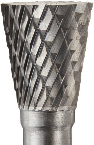 Drill America SN-4 Carbide Burr/Rotary File Inverted Cone Double Cut for Die Grinder 1/2" Dia. x 1/2" Cut Length with 1/4" Shank and 2-1/4" Overall Length, DUL Series