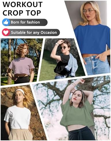 Dalavch 4/6 Pack Women's Crop Top Short Sleeve Athletic Workout Loose Fit