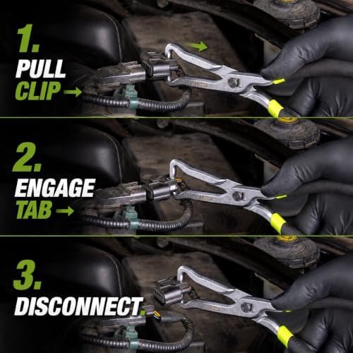 OEMTOOLS 25213 Slip-Joint Electrical Disconnect Pliers for Fuel Lines | Fuel Line Disconnect Tool w/ Inline & Bypass Tips, Automotive Electrical Disconnect Pliers w/ Comfort Grips, Knurled Tips