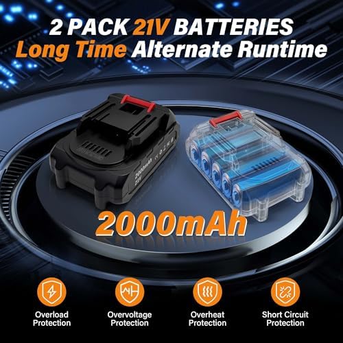 Cordless Buffer Polisher with 2 x 2000mAh Batteries, 6 Inch Car Polisher with 3 Variable Speed, Portable Orbital Buffers and Polishers Kit for Car Detailing, Waxing, Polishing