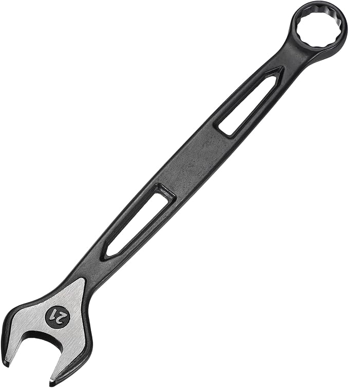 HARFINGTON Combination Wrench 21mm Metric Extra Long 12-Point Box and Open End Carbon Steel Double Ended Industrial Grade Spanner for Automotive Furniture Machinery DIY Repair, Black