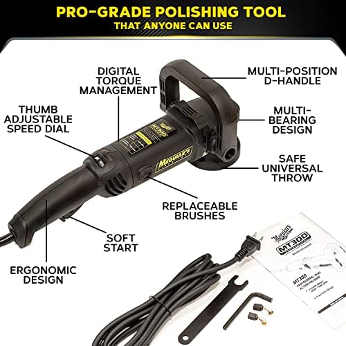 Meguiar's MT300 Variable Speed Dual Action Polisher, Professionally Designed Car Scratch Remover and Car Polisher with Digital Torque Management, 1 Count