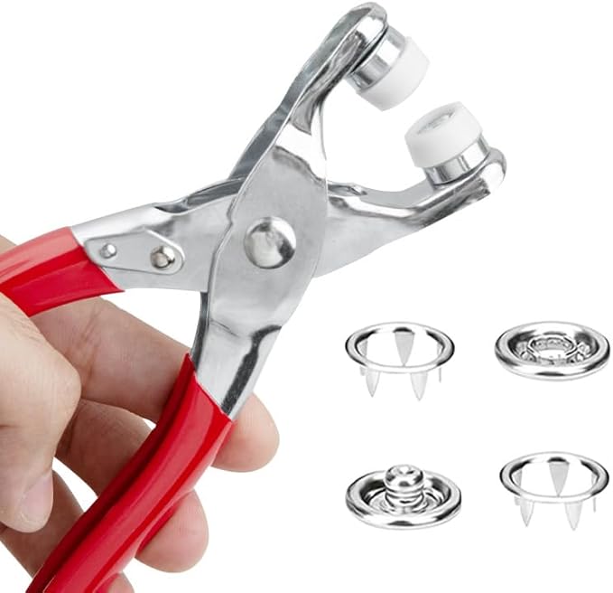 GTAAOY 100 Sets 9.5mm Metal Snaps Buttons Perfect for Clothes Hats and Sewing, 5 Colors Hollow Prong Snaps with Fastener Pliers Press Tool Kit