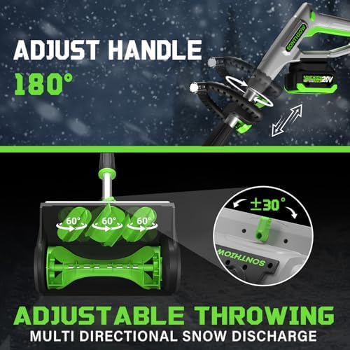 40V Brushless Cordless Snow Shovel, 13.5Inch Electric Snow Blower with 2X 4.0Ah Batteries & Quic Charger, Battery-Powered Snow Removal with 16.5FT Throw Distance for Patio, Deck, Driveway