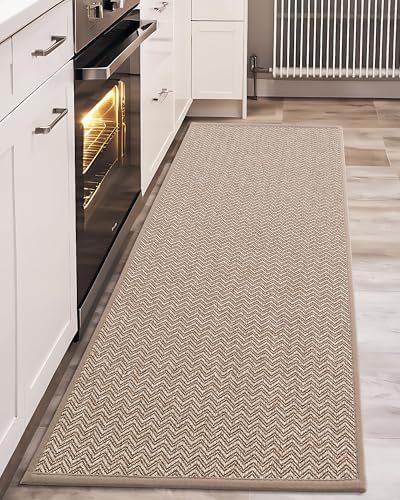 Color&Geometry Kitchen Rugs Kitchen Mats for Floor, 17"X59" Beige Kitchen Rugs Non Slip Washable with Rubber Backing, Low Pile, Quick Dry, Easy Clean Kitchen Runner Rug Kitchen Sink Mat