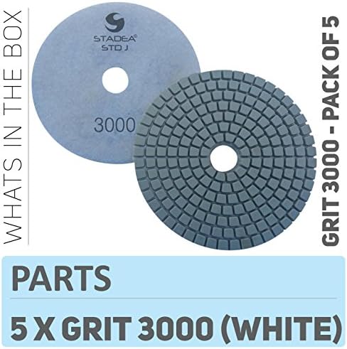 PPW144D Diamond Polishing Pads 4 Inch For Concrete Terrazzo Marble Granite Countertop Floor Wet Polishing, Grit 3000 - Pack of 5