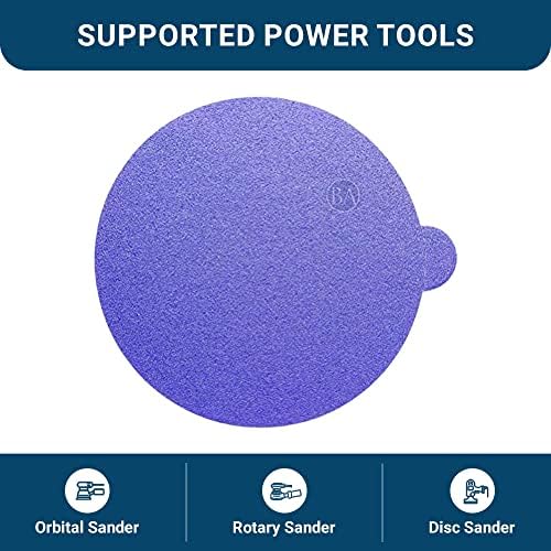 Benchmark Abrasives PSA No Hole 6 Inch Sanding Discs with Premium Ceramic Purple Automotive Orbital Sander Sandpaper 6 Inch Sanding Disc Self Stick Surface Blending Rust Removal (50 Pack), 80 Grit