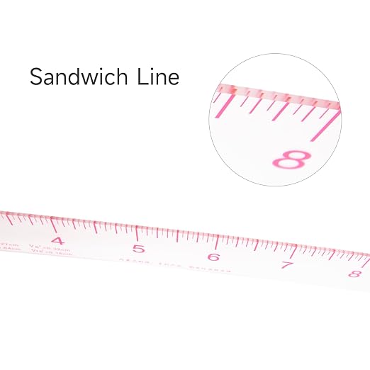 KEARING 24inch Clear Hip Curve Ruler for Sewing, Plastic Vary Form Curve, Sandwich Line Scale, French Measuring Curve for Sewing Quilting, Transparent Fashion Designer's Ruler