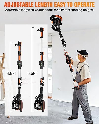 MYTOL 7.2A Drywall Sander with Vacuum, LED, 6-Speed