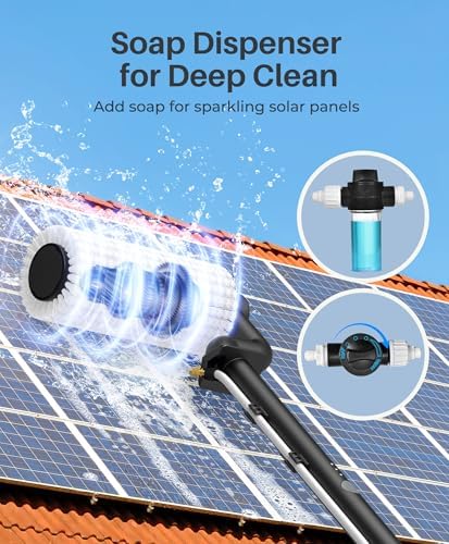 LyriFine Electric Spin Scrubber Full-Body IPX7 Waterproof & 20Ft Extendable Electric Solar Panel Cleaning Brush
