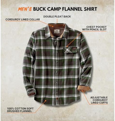 Legendary Whitetails Mens Flannel Long Sleeve Button Down 100% Cotton Shirt