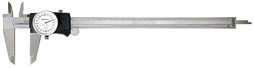 Mitutoyo 505-749 Dial Caliper, 0-12" Measuring Range, 0.2" per Revolution, 0.001" Accuracy, White Face, Smooth Dial Movement with Shock Protection for Precise Measurements | 0.2" per Revolution, 0.001" Accuracy, White Face, Smooth Dial Movement with Sh...