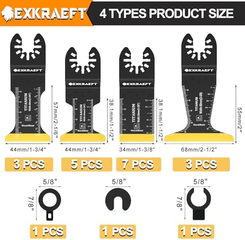 EXKRAEFT 18 PCS Titanium Multitool Blades, Oscillating Saw Blades for Metal