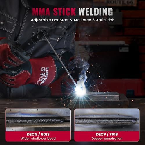 Bestarc Stick Welder, 200Amps Large LED Display ARC/Lift TIG Welding Machine, 110V/220V Dual Voltage, IGBT Inverter Synergic Control Portable MMA Welder Machine with Hot Start, Arc Force and VRD