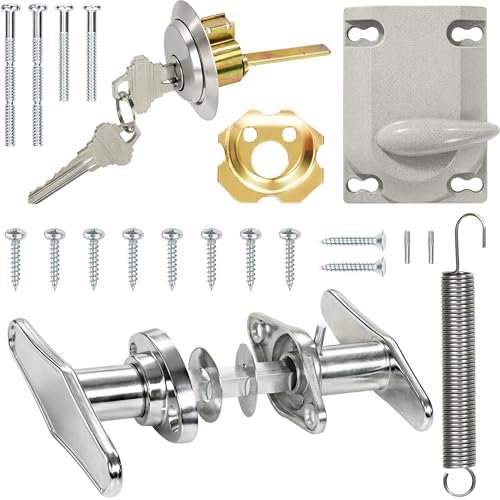 Garage Door Lock Kit, T Handle Lock Cylinder with Key, Garage Door Opener, Garage Replacement Parts