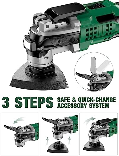 KIMO 20V Cordless Oscillating Tool Kit with 26-Pcs Accessories, Max 21000 OPM, 6 Variable Speed & 3° Oscillating Angle, Battery Powered Oscillating Multi-Tool for Cutting Wood/Nailing/Scraping/Sanding