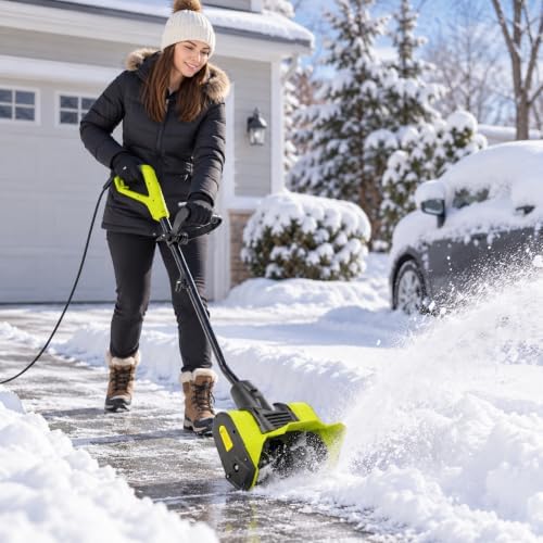 Corded Snow Shovel, Electric Snow Shovel for Driveway, 10-Amp, 12-Inch Path