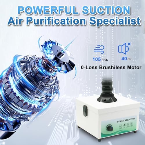 Solder Fume Extractor 40w- 105m³/h Powerful Smoke Absorber with High-Efficiency 2-in-1 Filter & Adjustable Fume Hose | Compact Desktop for Welding DIY, 3D Printing, Nail Salon-S131