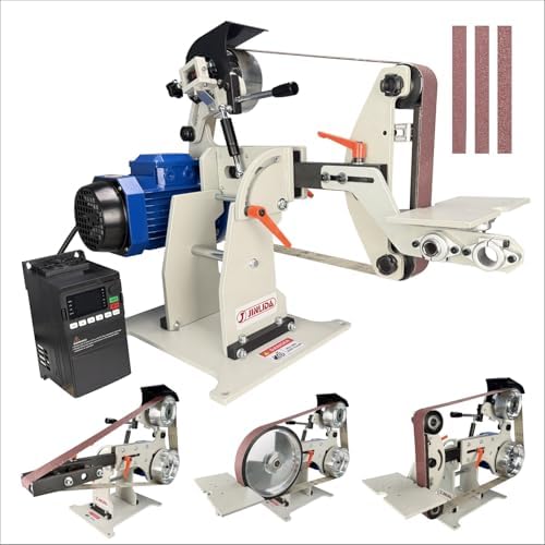 JLD Professional Belt Grinder Sander, 2x72 Inch Belt, 1500W Electric Motor with 2.2KW VFD, 3sets of Grinding Kits with 3 Grinding Methods,Vertical and Horizontal Operation Includes 3 Sanding Belts.