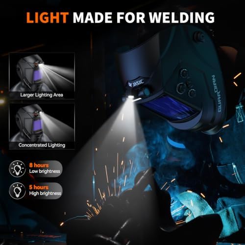 JASIC Auto Darkening Welding Helmet with Light, 1/1/1/1 True Color Lens