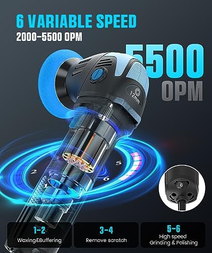 Mini Polisher, 2inch/ 3inch 750W with 12mm Random Orbital for Car Detailing