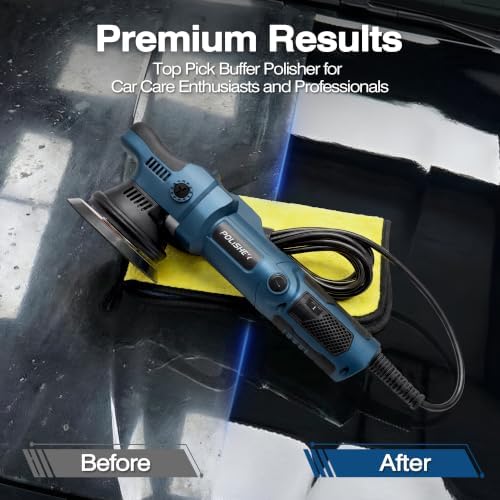 Buffer Polisher, 15mm Dual Action Random Orbital Polisher, 5 Inch/6 Inch Car Detailing Kit, 6 Variable Speed 2000-5200 RPM – Professional Car Buffer for Trucks and SUVs