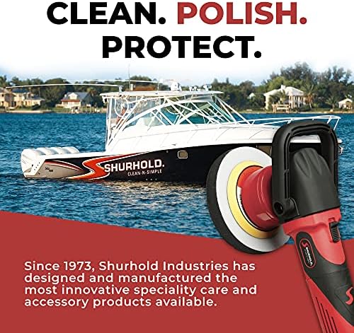 Shurhold 3101 Dual Action Random Orbital Car Boat Buffer Polisher Starter Kit with 16oz Pro Polish Wax & Sealant, 6.5” Foam Pad, Microfiber Towel, and Carrying Bag , Red