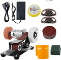 Mini Belt Sander, 15° Electric Knife Sharpener Bench Grinder Sanding Machine, 7 Adjustable Speed Electric Belt Grinder, Low Noise Cutter Sharpener Sander, Polishing Grinding Machine for Metal Jewelry