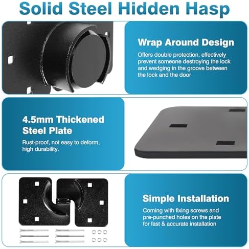 IRONWALLS Keyed Alike Puck Locks with Hasp 2-Pack，Hidden Shackle Padlocks