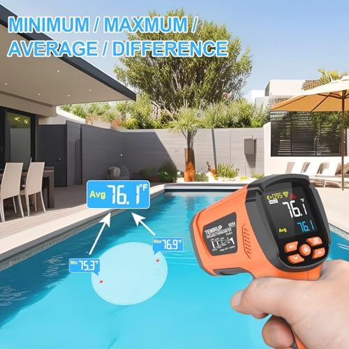 Infrared Thermometer Temperature Gun,-40℉~2912℉ Pyrometer, 50:1 High Temp Thermometer with Thermocouple Probe, Non-Contact Digital IR Laser Thermometer for Industrial HVAC Forge Metal