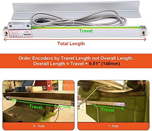 DRO 2 Axis Digital Readout Display with 2pc Glass Linear Scale 5 Micron Accuracy for CNC Mill Lathe Machine (300+900)